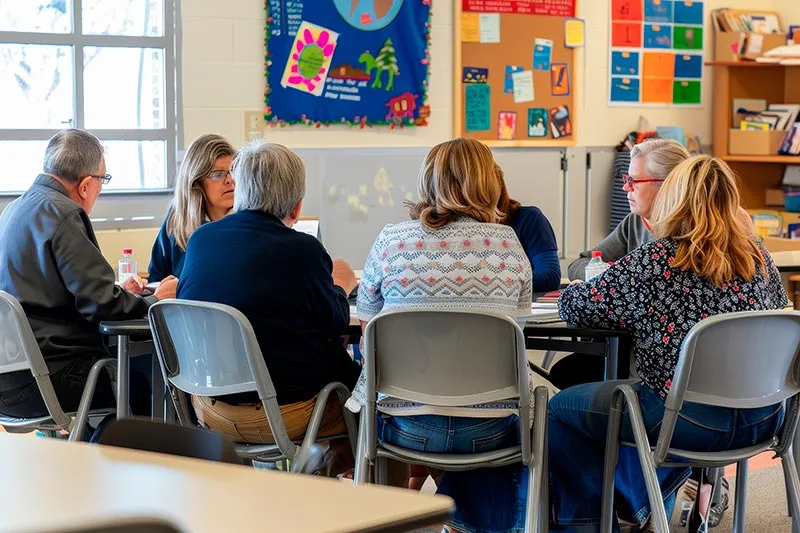 Reunión de profesores de escuela